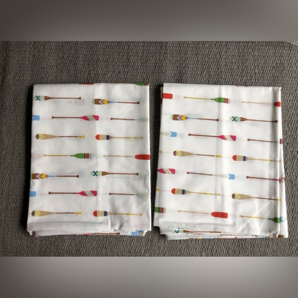 2 Pottery Barn KING pillowcases Paddles Organic Cotton NEW